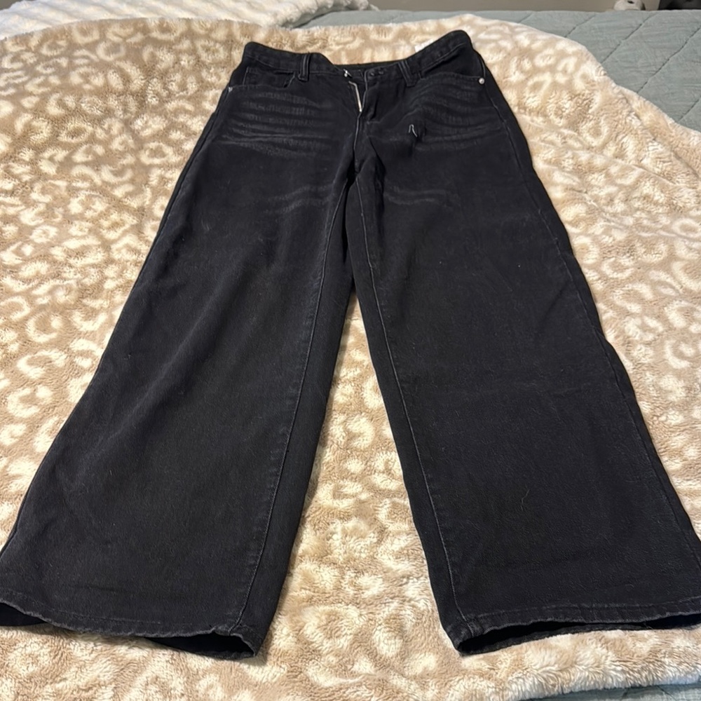 Wide-Leg Black Jeans